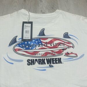 Vineyard Vines Shirt Mens Large White Sharkweek Long Sleeve Graphic TEE